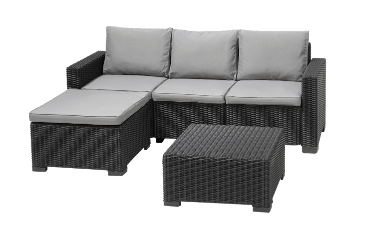 California 3 seater chaise longue lounge set - Grey
