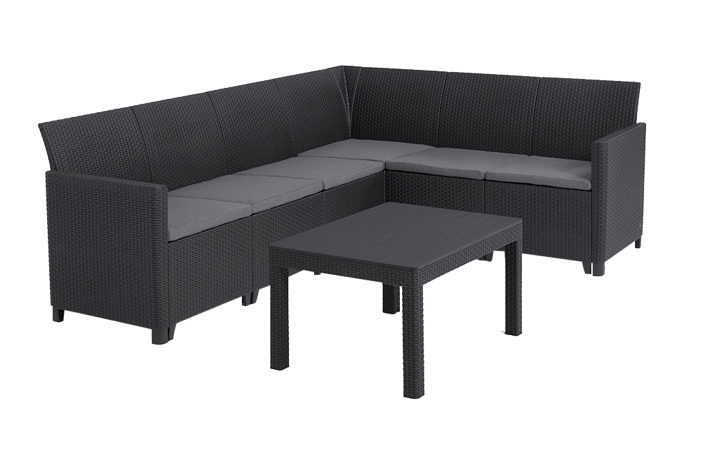 Garten LoungeSets Marie 6 Sitzer Eck Lounge Set 2 teilig grau Keter DE